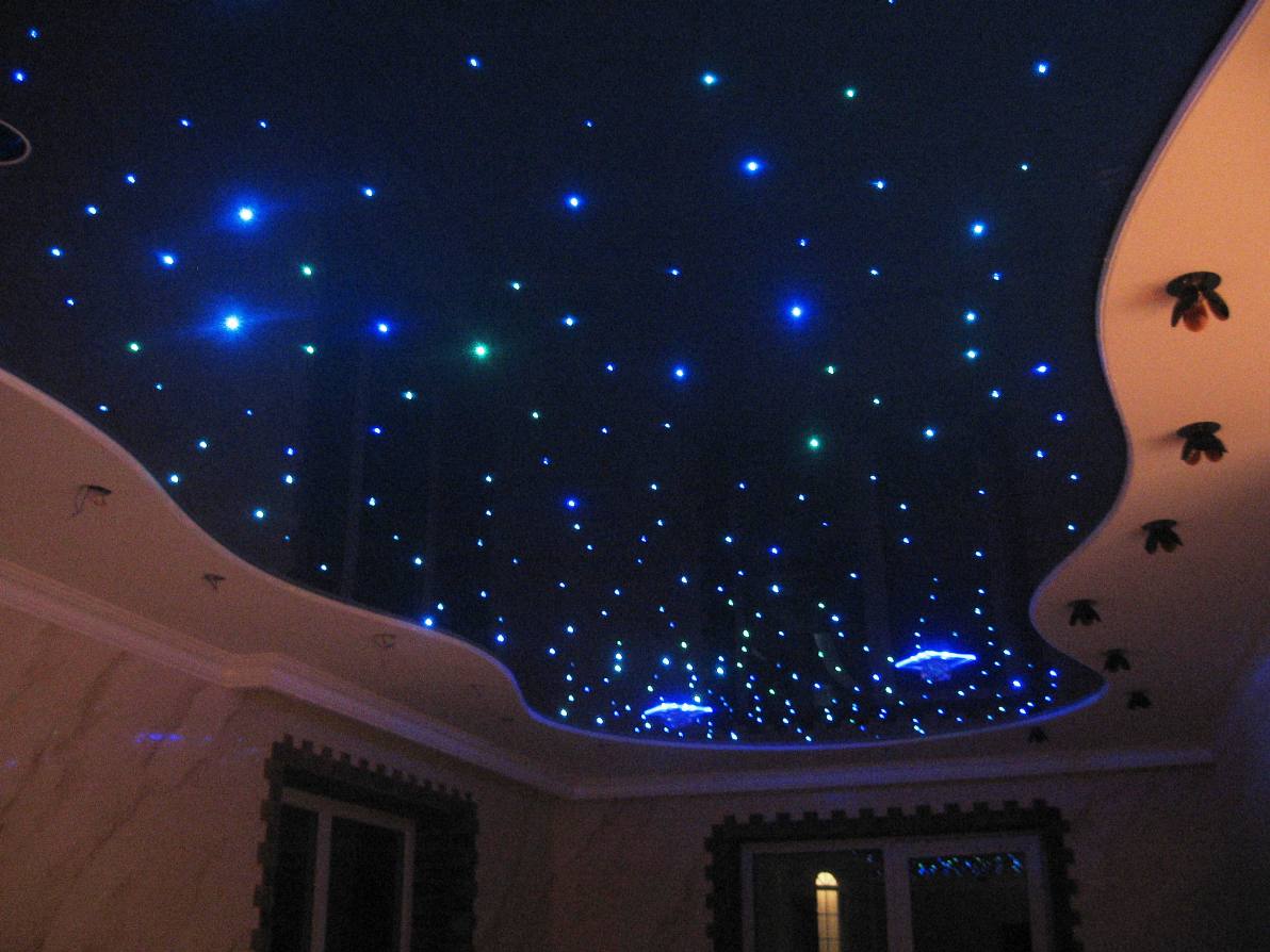 Натяжные потолки Звездное небо в спальне