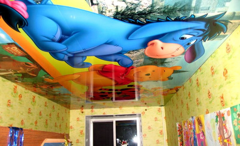 Фотопечать художественный натяжной потолок в детской
