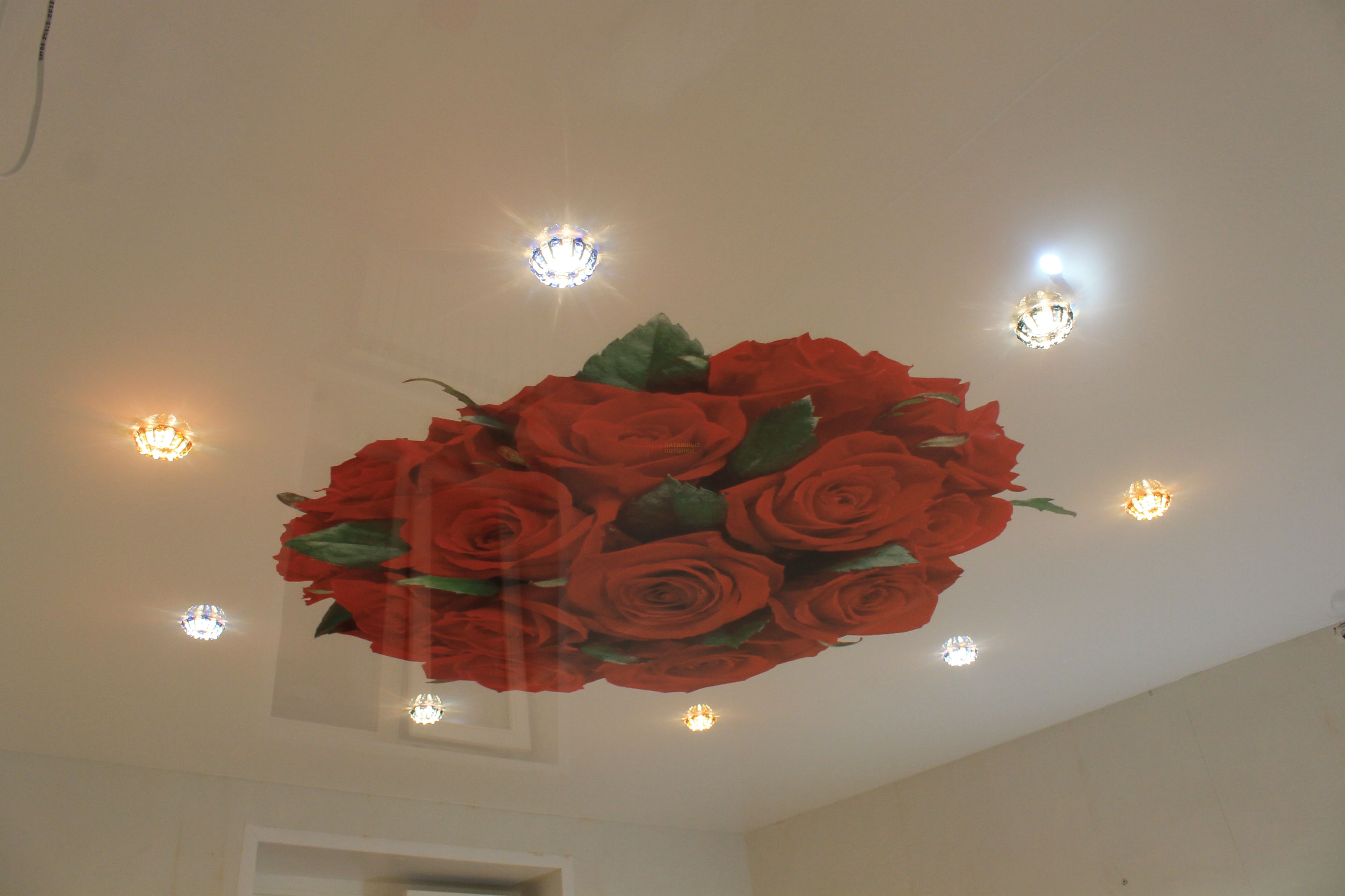 Двухуровневый потолок с розами
